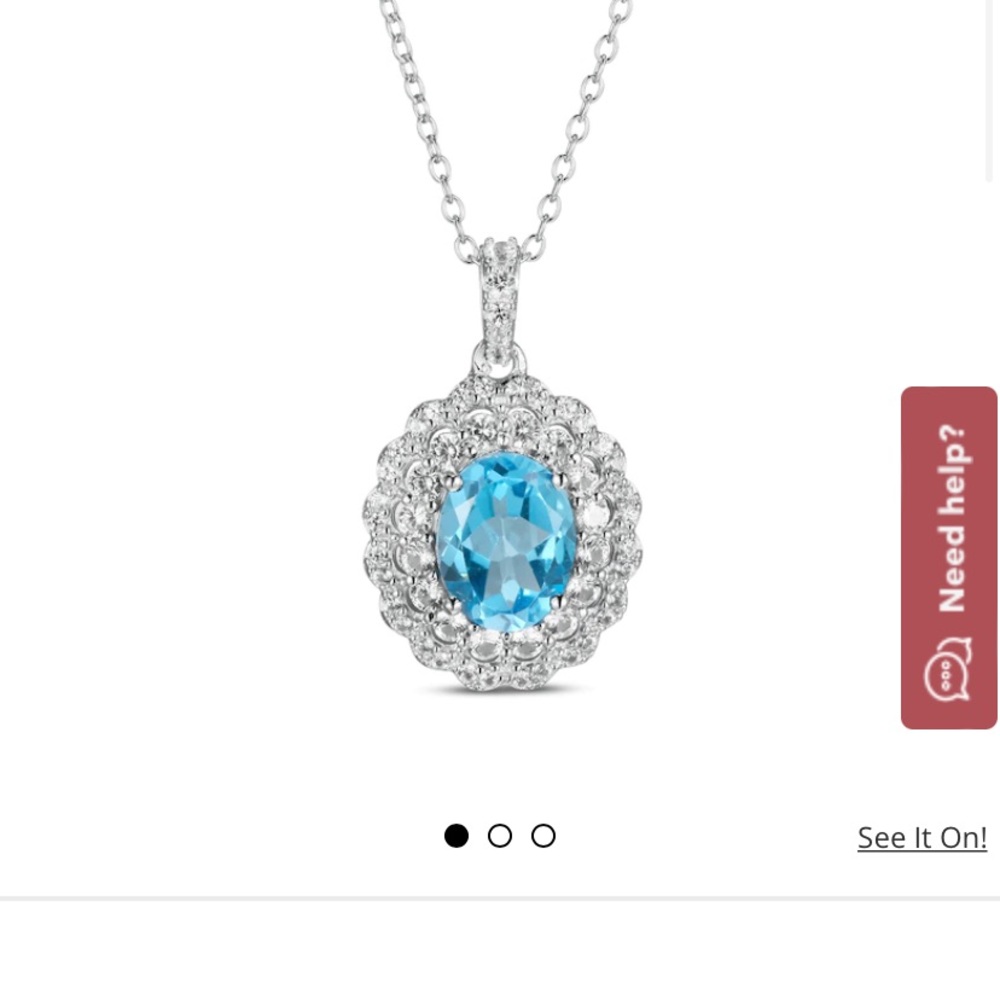 Blue Topaz & White Lab-Created Sapphire Necklace